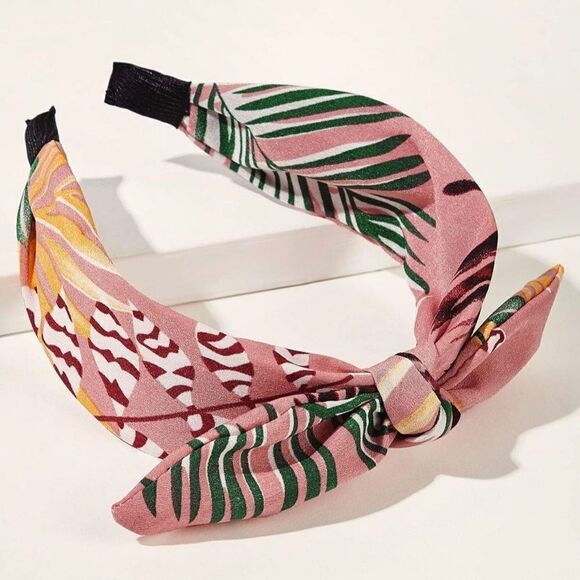 2/$20 Leaf Pattern Bow Knot Headband - Picture 1 of 9